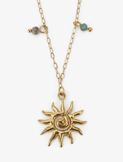 Collier fin à pendentif soleils en spiral - Or - 3
