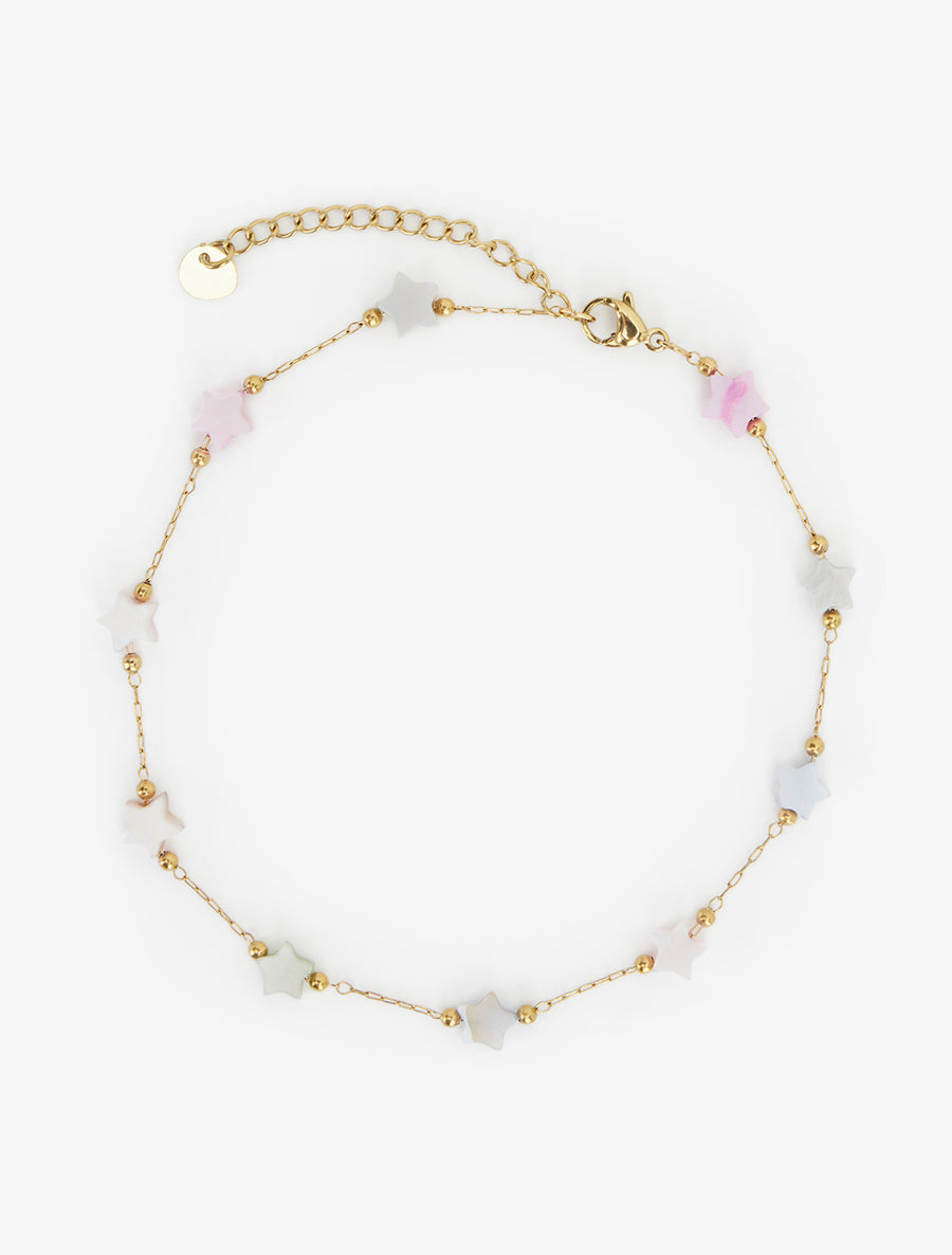 Chaîne de cheville à étoiles colorées - Or - 2