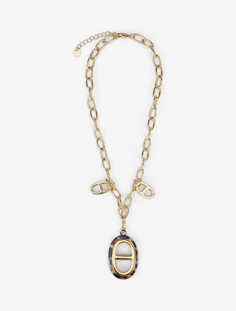 Collier à pendentif ovale léopard - Or - 2