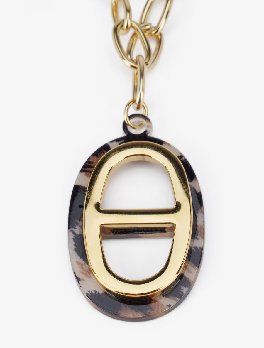 Collier à pendentif ovale léopard - Or - 3