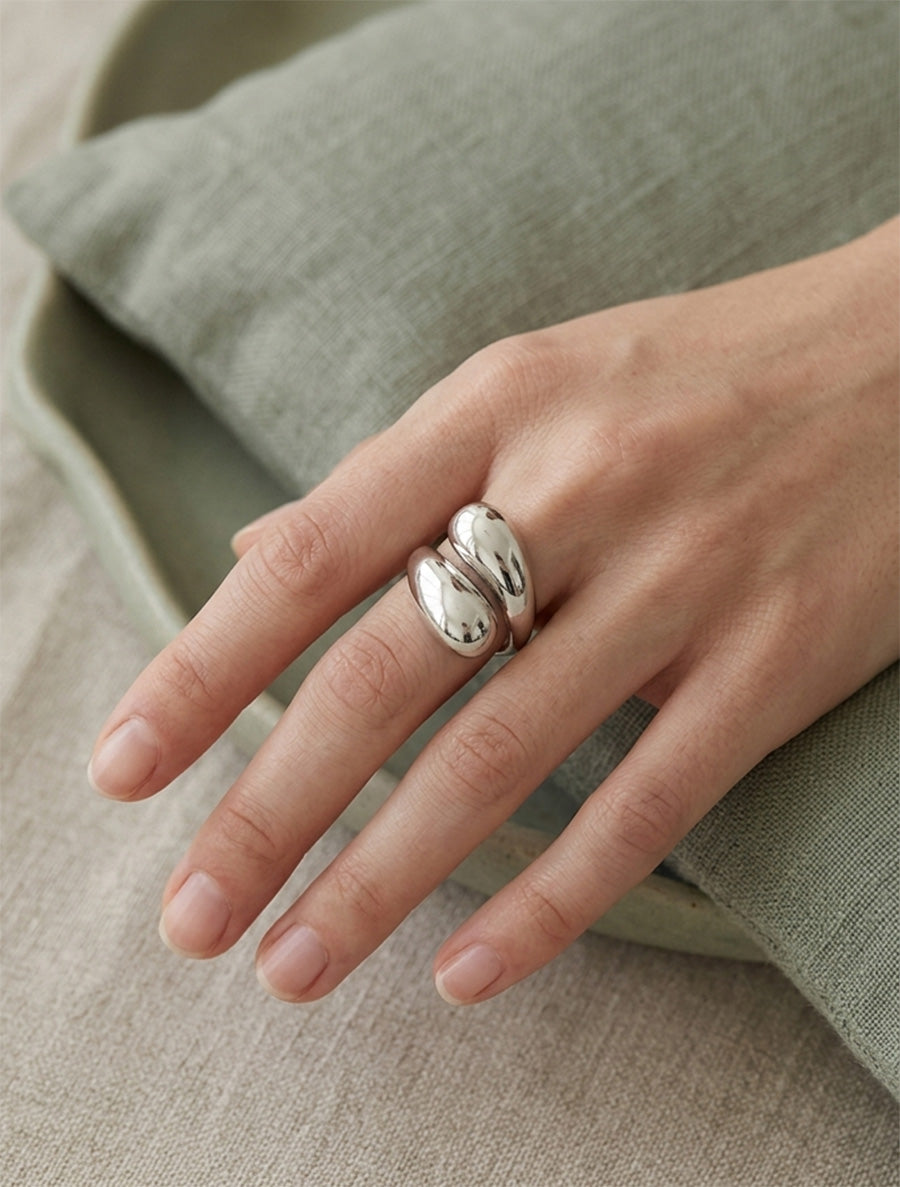 Bague style gouttes entrelacées - Argent - 1