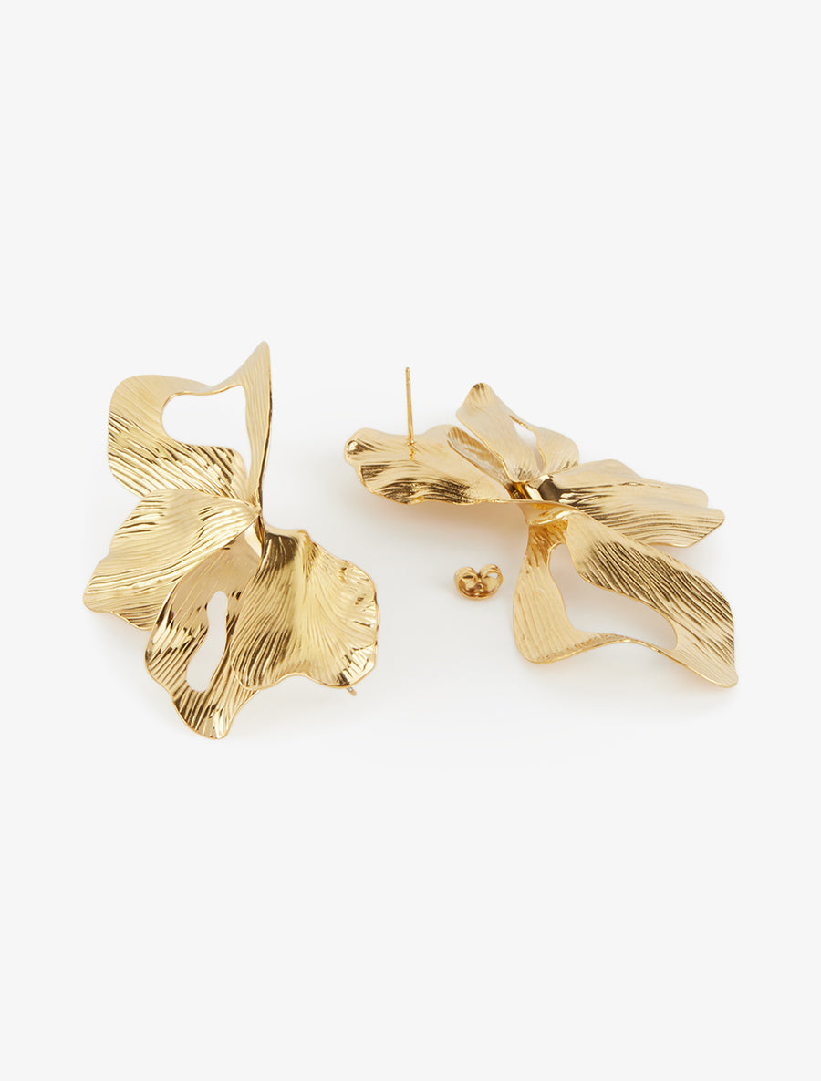 Boucles pendantes motif végétal - Or - 3