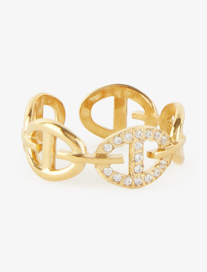 Bague style maillons marins à strass - Or - 2