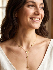 Collier fin en Y à fleurs - Or - 1