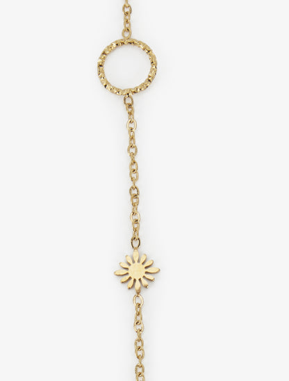 Collier en à cercles et petites fleurs - Or - 3