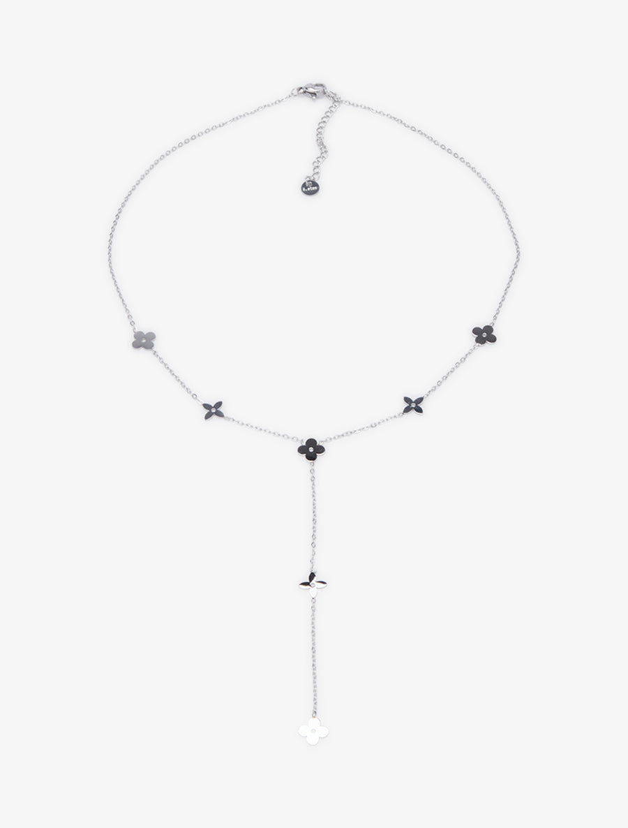 Collier en Y à motif floral - Argent - 2