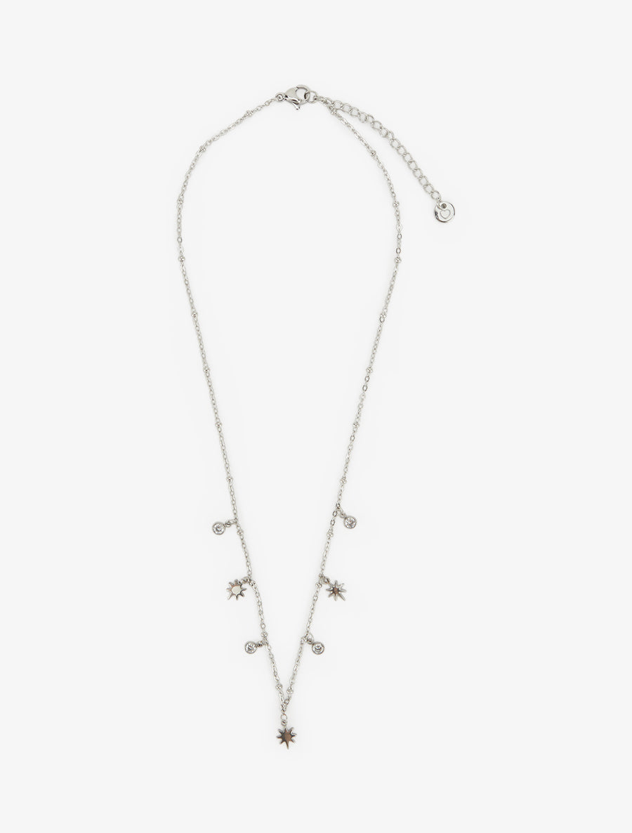Collier fin à étoiles et strass - Argent - 2