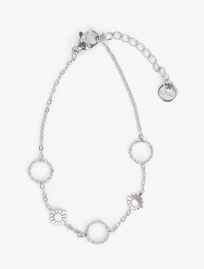 Bracelet fleurs et cercles - Argent - 2