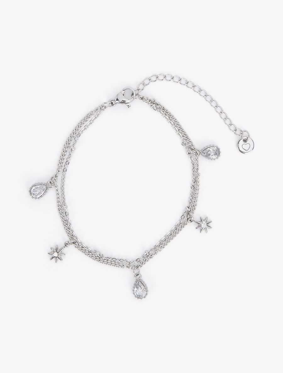 Bracelet étoiles et gouttes ornées de zircons blancs - Argent - 2