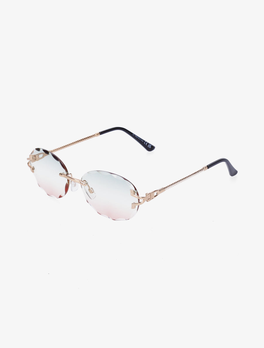 Lunettes ovales à monture torsadée - Vert - 1