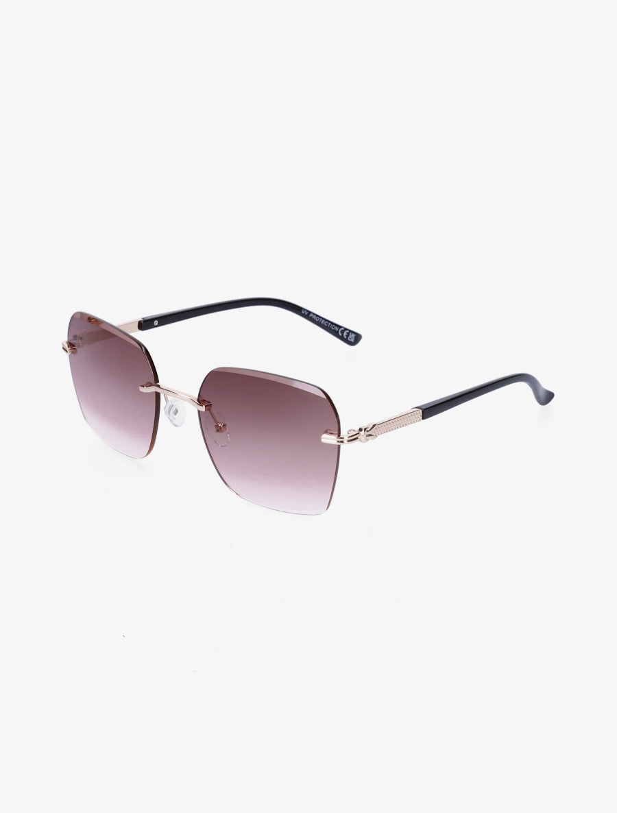 Lunettes de soleil rectangulaires - Marron clair - 1