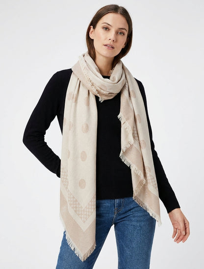 Irisier quadratischer Schal mit Punktmuster - Beige