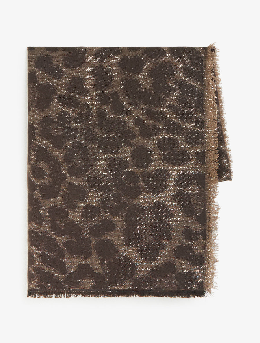 Echarpe carrée à motif léopard irisé - Marron - 2