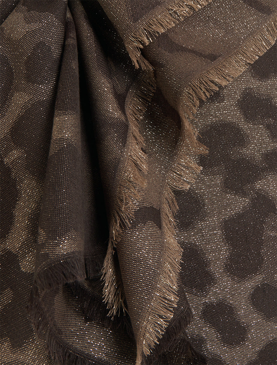 Echarpe carrée à motif léopard irisé - Marron - 3