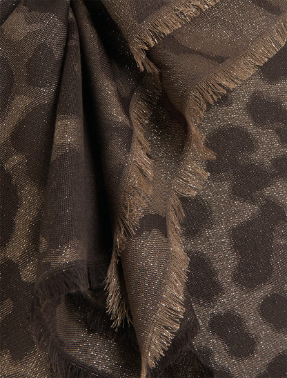 Echarpe carrée à motif léopard irisé - Marron - 3