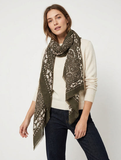 Rechteckiger Schal mit Bandana-Muster - Kaki