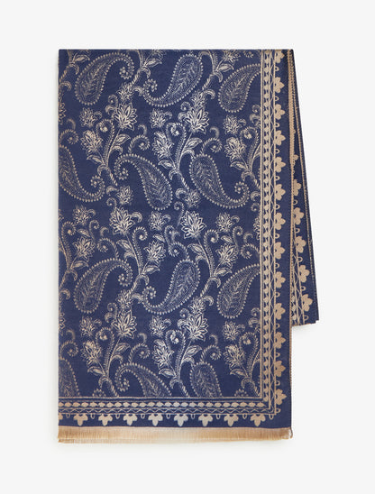Echarpe à imprimé cachemire - Marine - 2