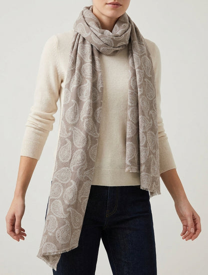 Schal aus Wollmischung mit Paisley-Muster - Maulwurf