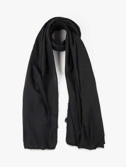 Echarpe unie à bords effilochés - Noir - 1