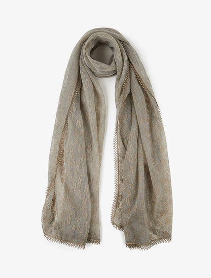 Foulard transparent à motif floral - Taupe - 1