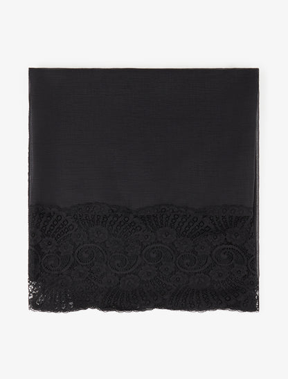 Foulard effet froissé à empiècement dentelle - Noir - 2