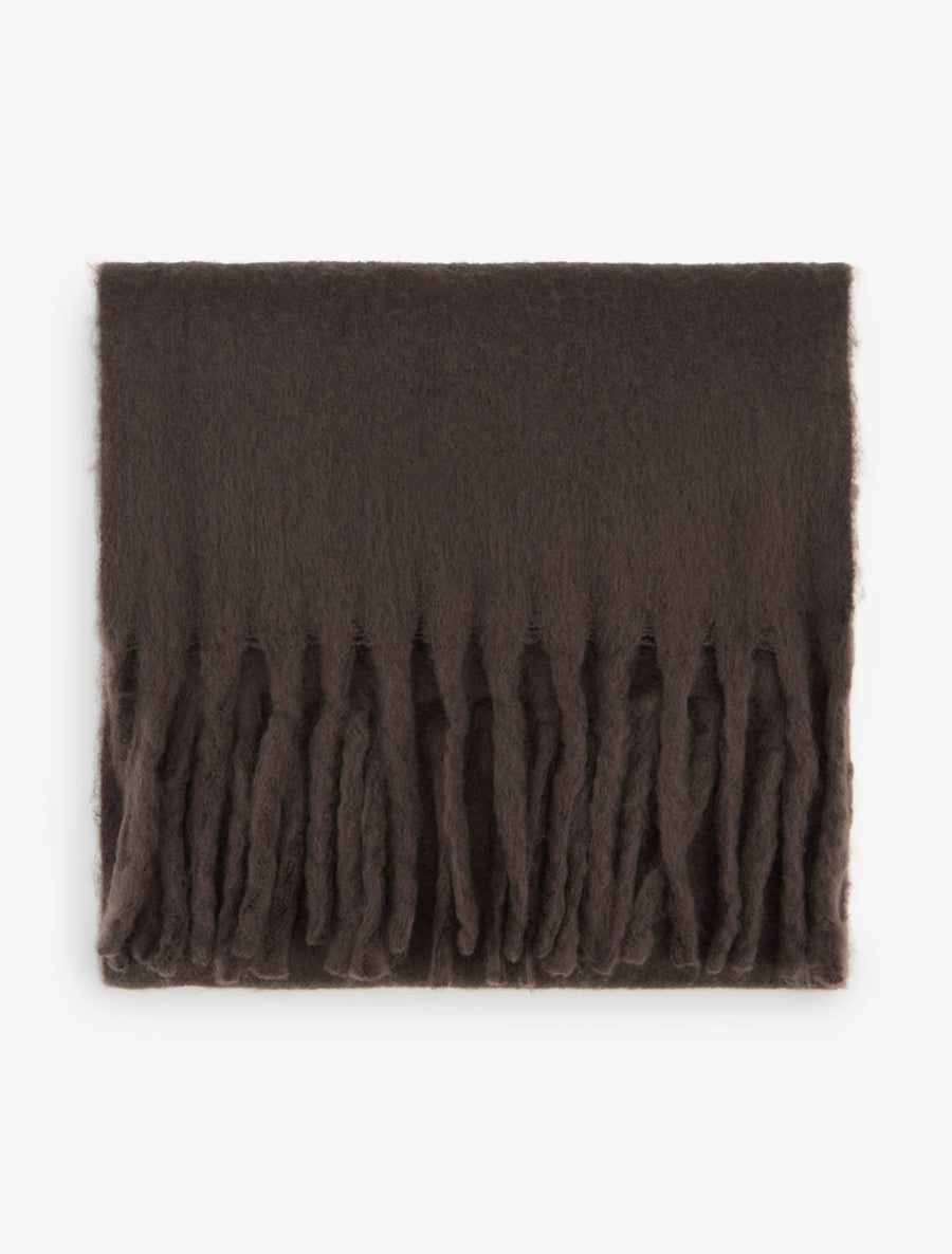 Echarpe laine duveteuse à franges - Marron - 2