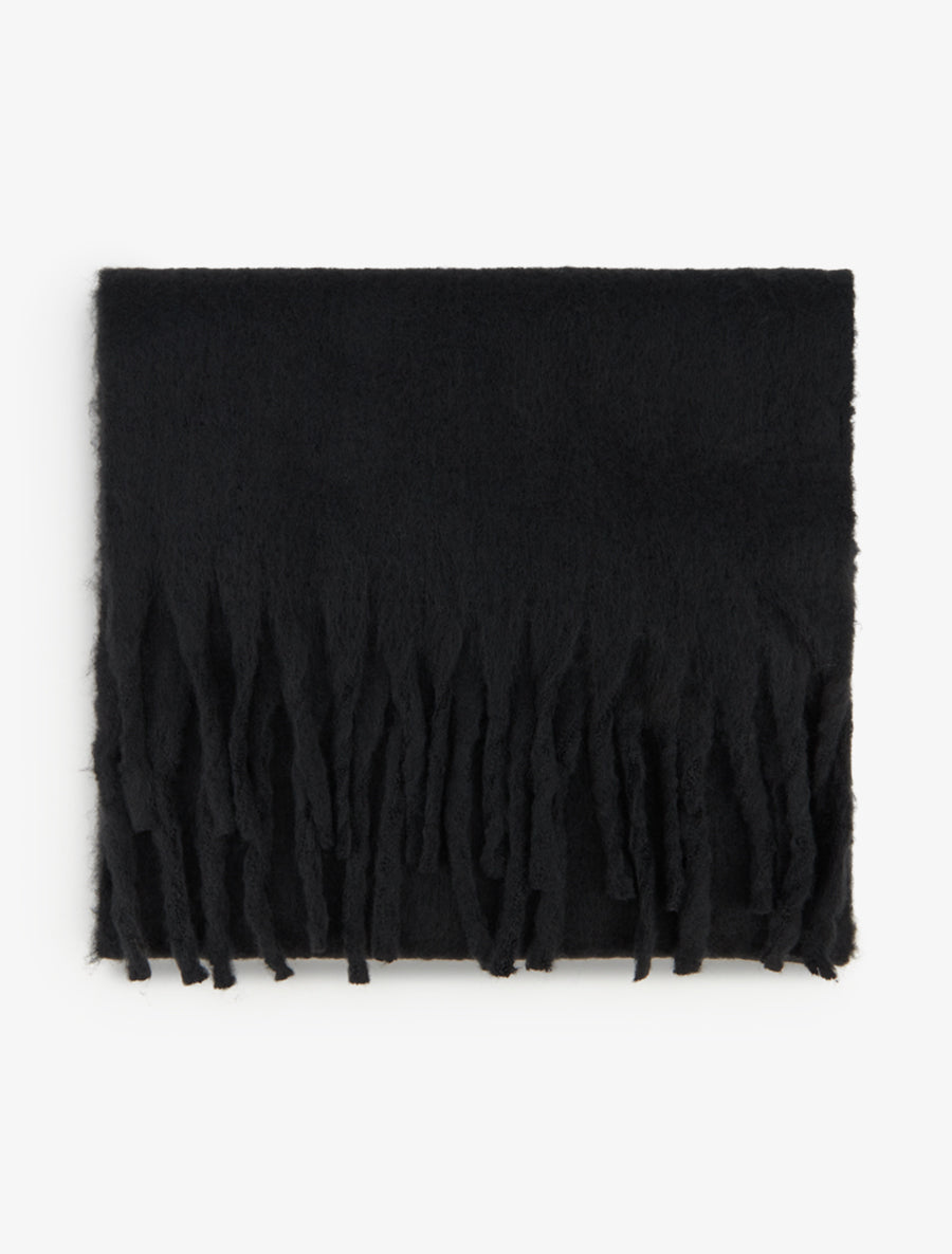 Echarpe laine duveteuse à franges - Noir - 2