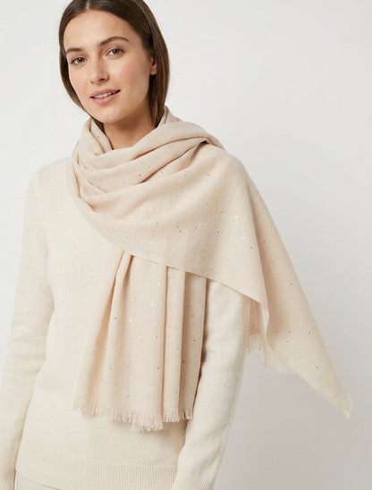 Schal aus Baumwollmischung mit Pailletten - Beige