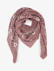 Foulard imprimé paisley à bords effilochés - Vieux rose - 1