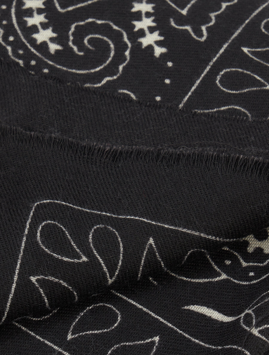 Foulard imprimé cachemire à bords effilochés - Noir - 3