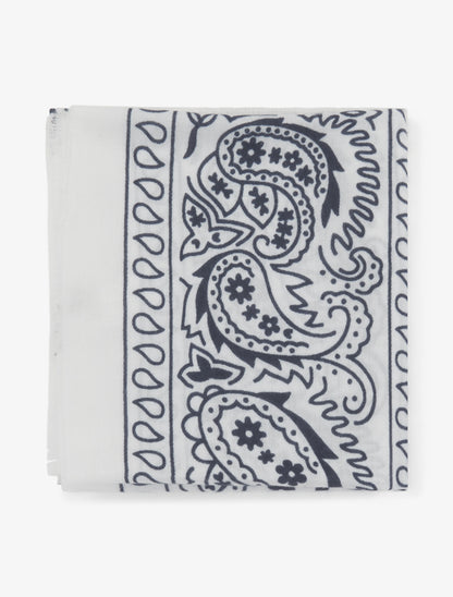 Foulard imprimé cachemire à bords effilochés - Blanc - 2