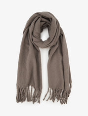 Echarpe uni à franges - Taupe - 1