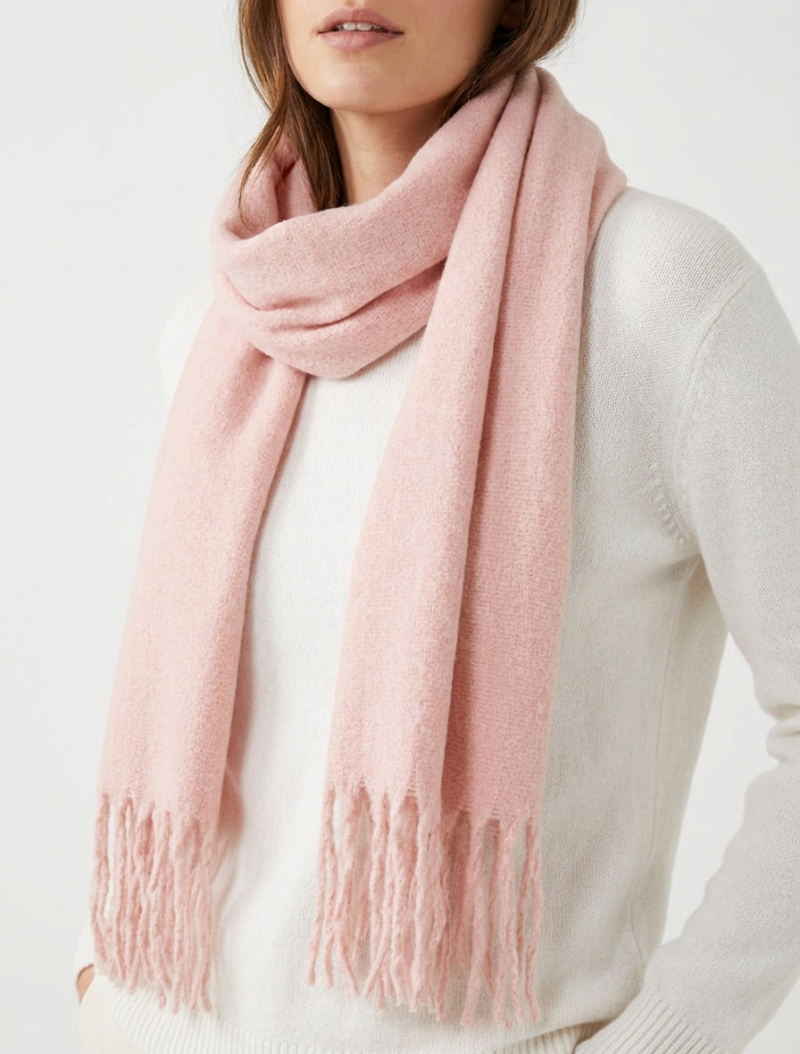 Einfarbiger Schal mit Fransen - Rose