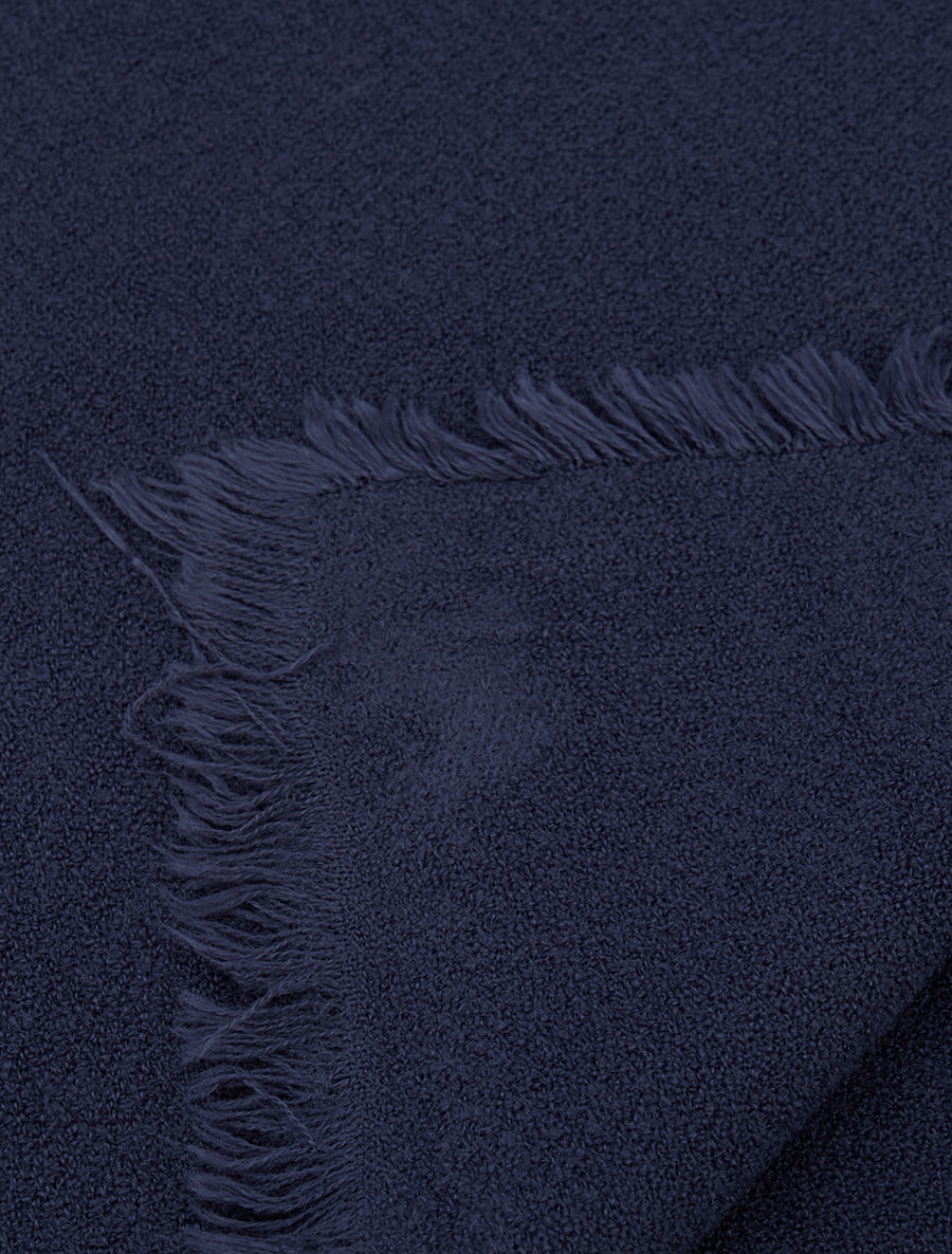 Foulard uni à bords effilochés - Marine - 3