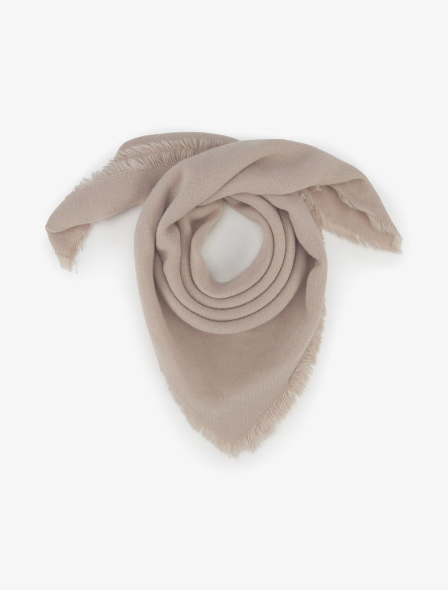 Foulard uni à bords effilochés - Beige - 1
