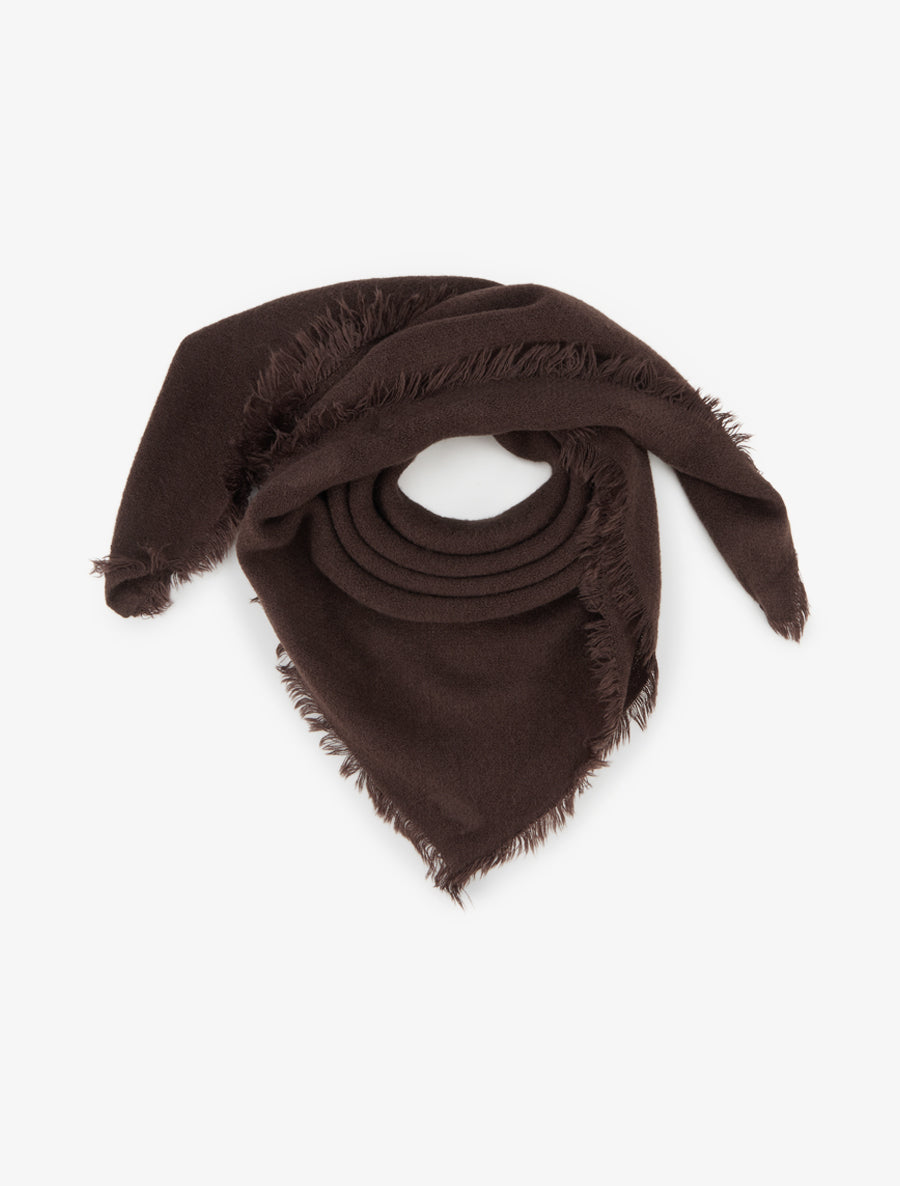 Foulard uni à bords effilochés - Marron - 1