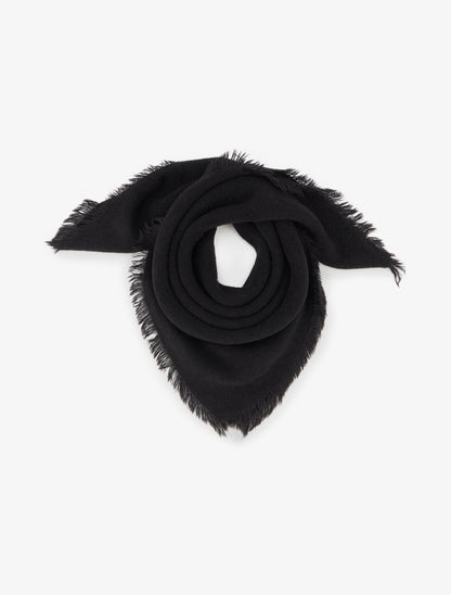 Foulard uni à bords effilochés - Noir - 1