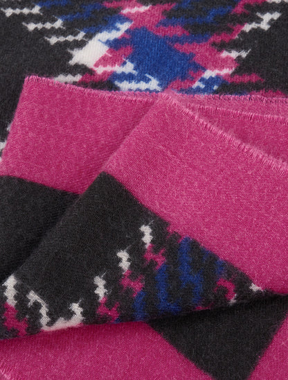 Foulard imprimé carreaux à bords effilochés - Fushia - 3