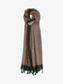 Foulard à imprimé mosaïque de fleurs et bords à pompons - Noir - 3