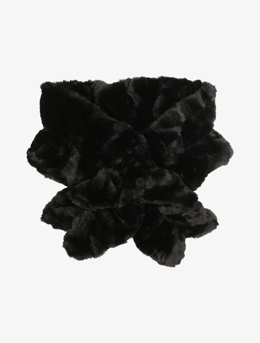 Echarpe torsadée en fausse fourrure - Noir - 1