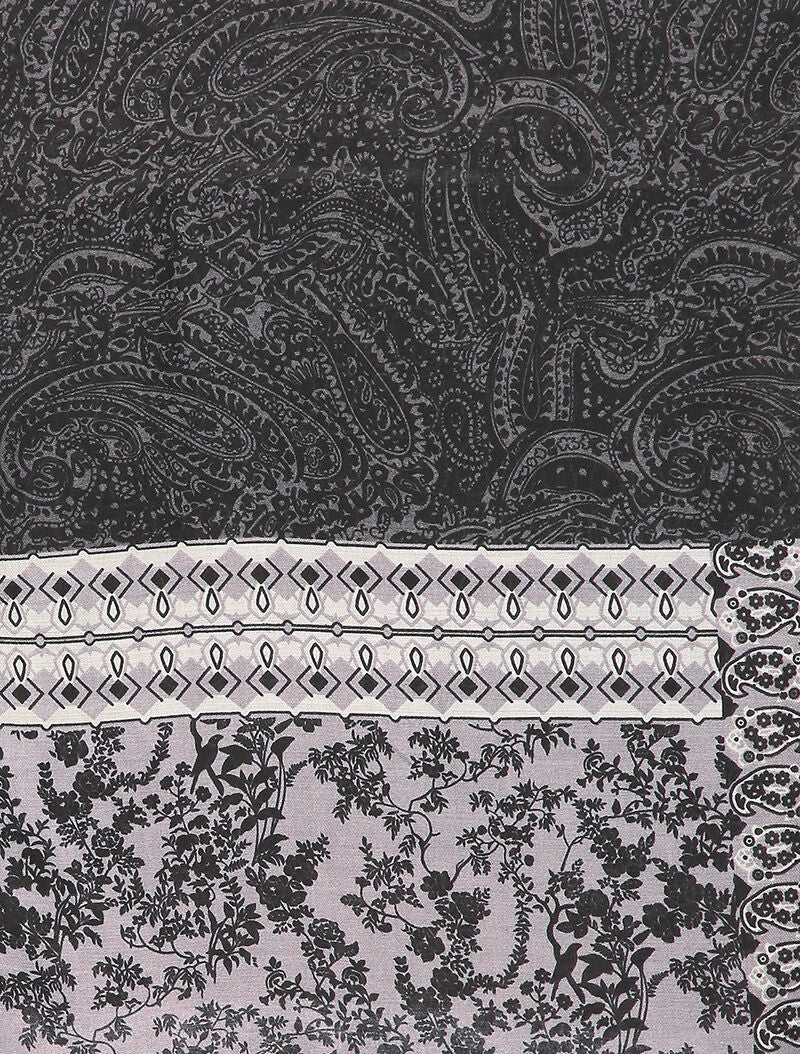 Foulard à imprimé végétal et cachemire - Gris foncé - 2