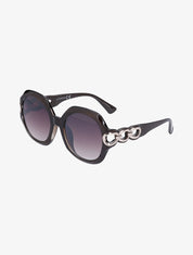 Lunettes rondes oversize à branches stylisées - Marron - 1