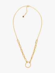 Collier à pendentif maille rectangles et anneau - Or - 3