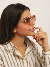 Lunettes de soleil hexagonales arrondis - Rose - 1