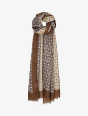 Foulard à imprimé mosaique stylisée - Marron - 1