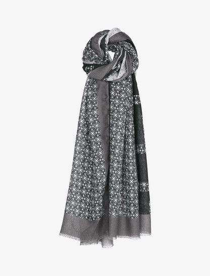 Foulard à imprimé mosaique stylisée - Gris foncé - 1