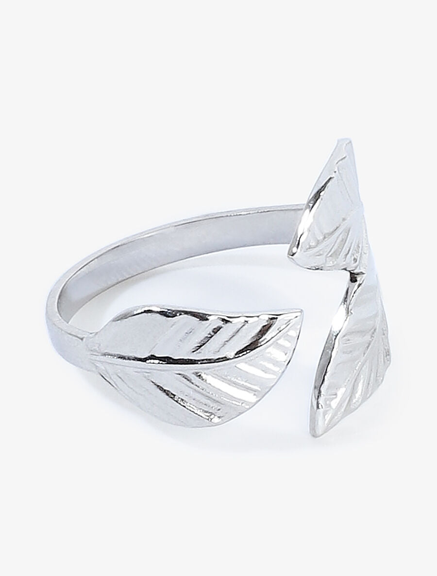 Bague ouverte trois feuilles - Argent - 3