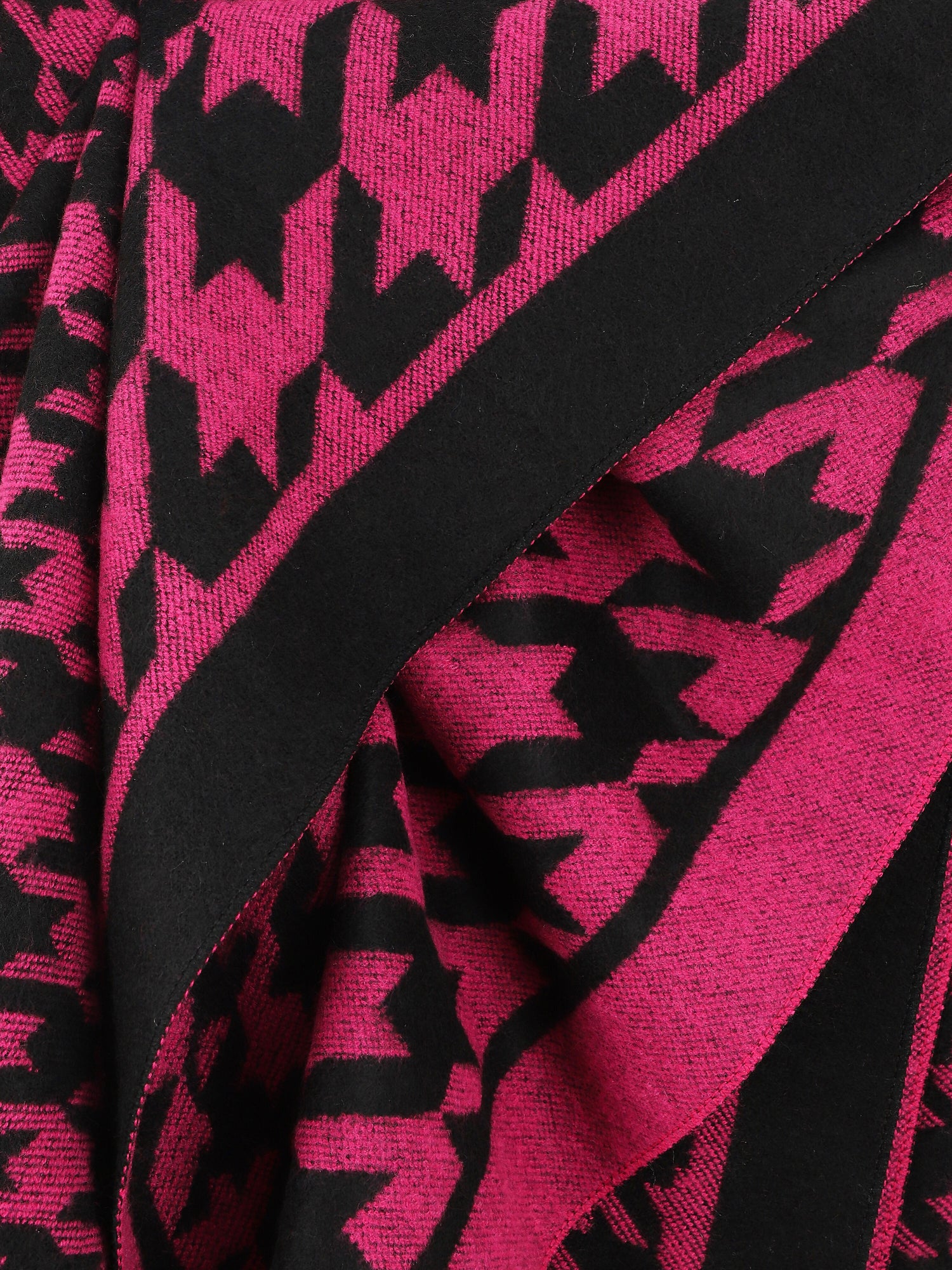 Echarpe en laine mélangée imprimé pied de poule - Fushia - 3