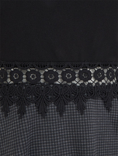 Robe basic taille dentelle - Noir - 3