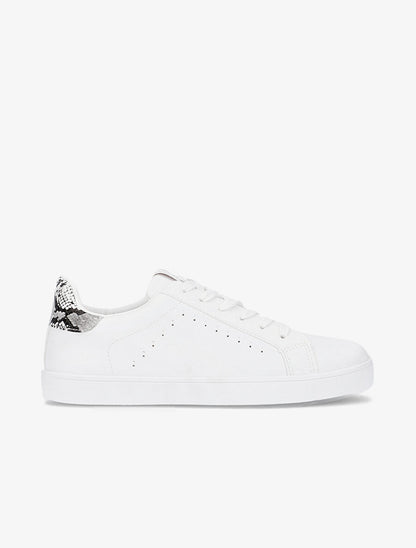 Sneakers à languette et contrefort imprimé - Blanc/python - 1